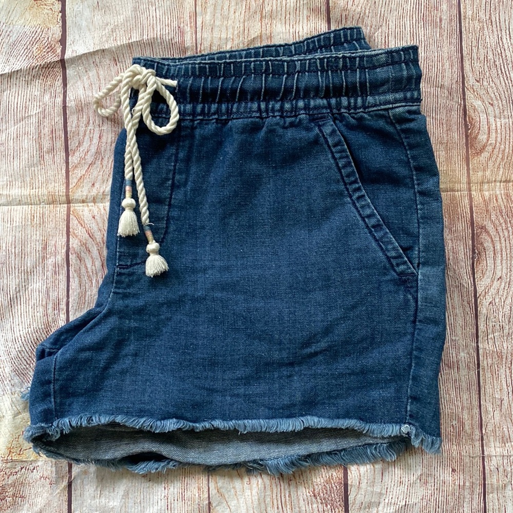LOFT Cotton Linen Drawstring Shorts